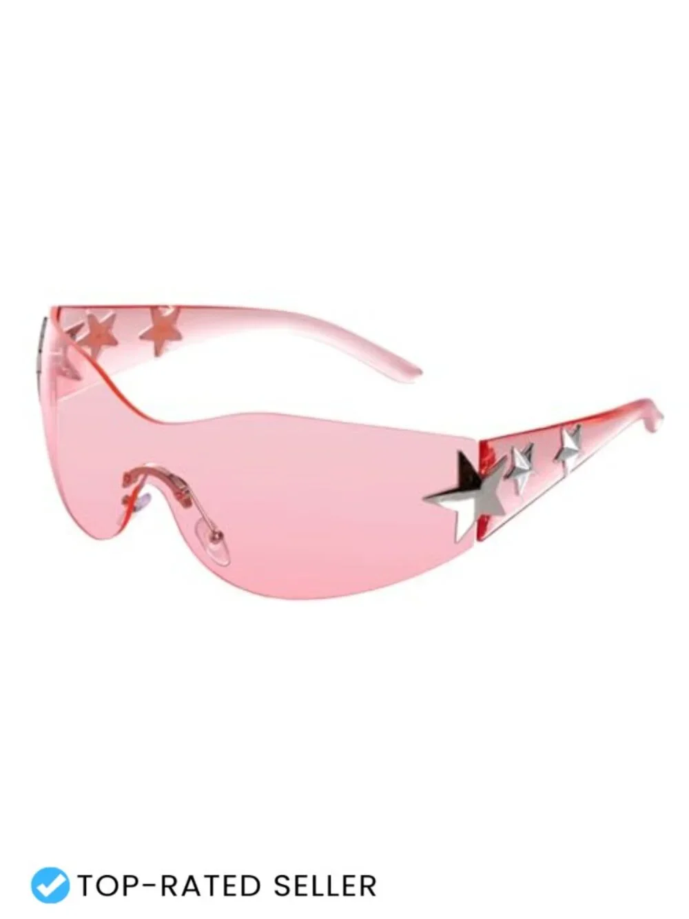 Rimless Y2K Wrap Around Sunglasses Trendy Frameless Shield Shades